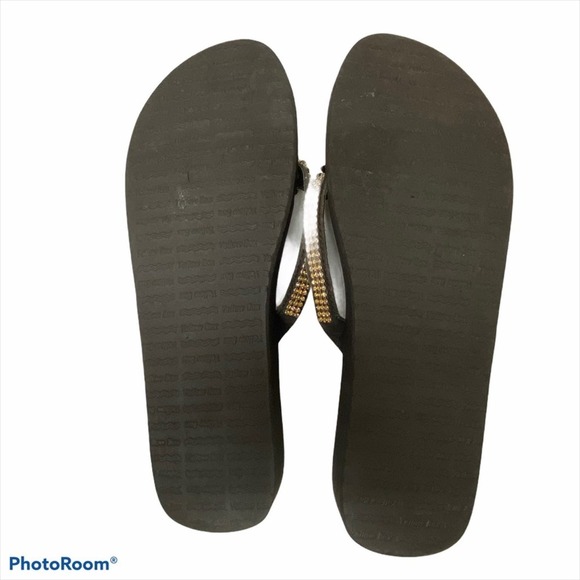 Yellowbox Gold Bling Sparkle Flip-Flops Size 11 - Picture 2 of 7